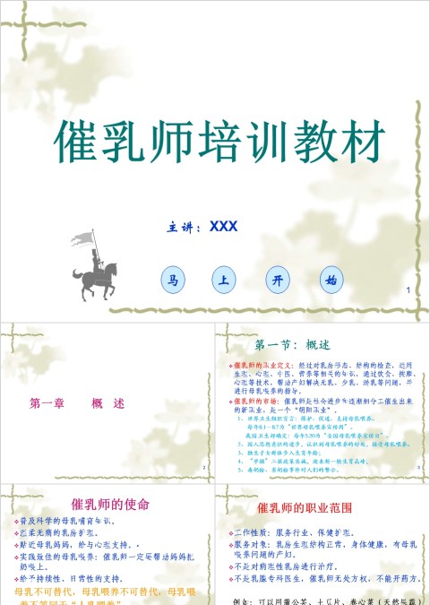 简约清新催乳师培训教材PPT模板
