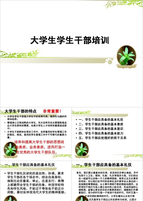 简约、大气、大学生学生干部培训