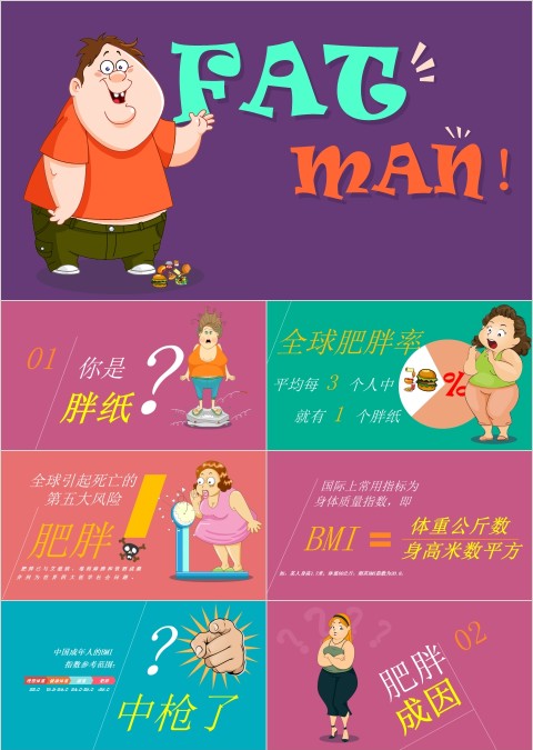 卡通主题你是胖子吗教育总结PPT