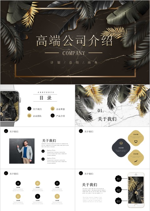 黑色大气高端公司介绍工作总结PPT模板