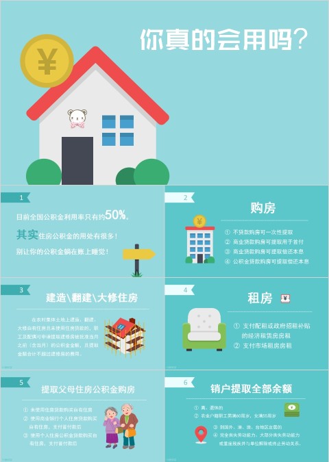 公积金你真的会用吗卡通可爱儿童PPT模板 