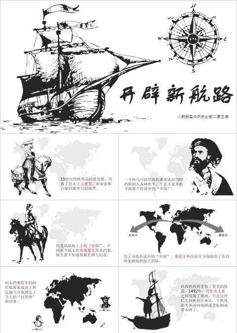 黑白简约大气历史课件开辟新航路