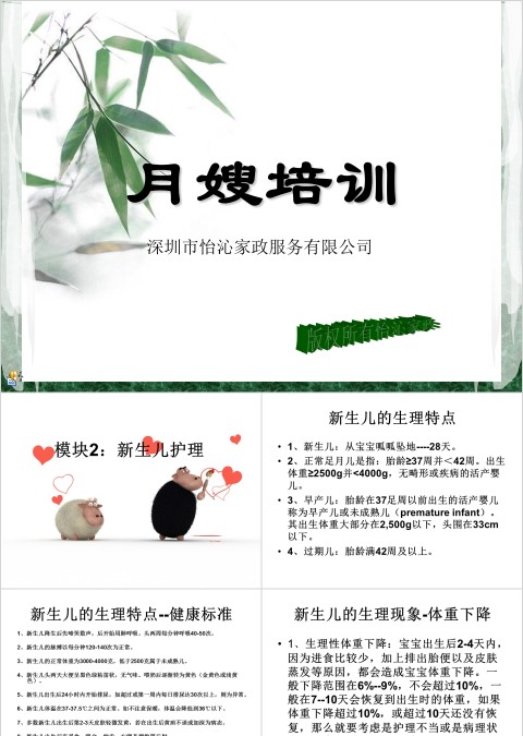 白色简约清新月嫂培训ppt