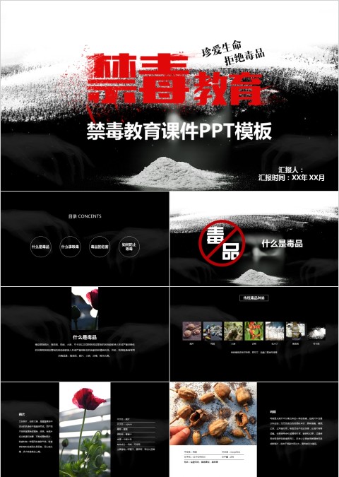 禁毒教育课件PPT模板