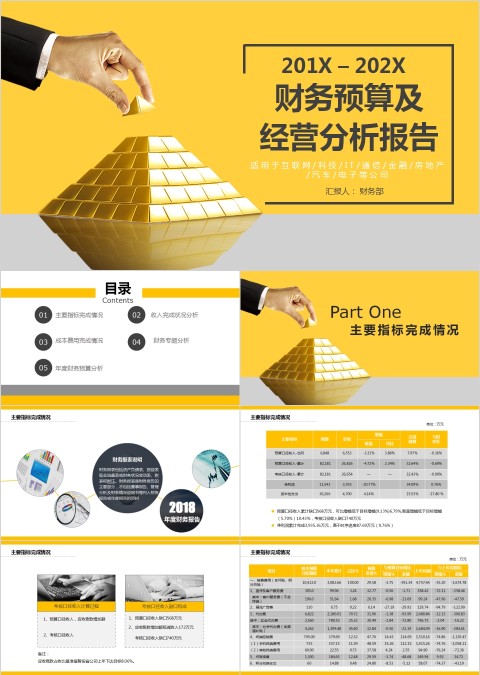 简约大气 公司业绩经营分析 财务报表分析报告PPT模板
