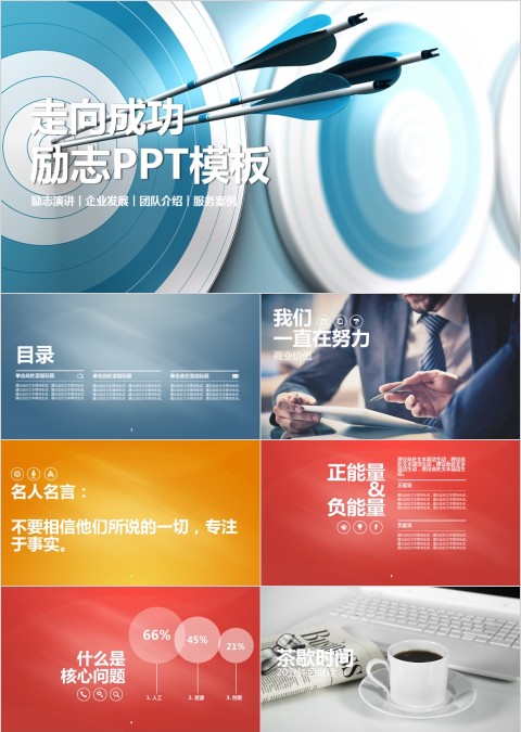 励志演讲企业发展团队介绍服务案例PPT模版