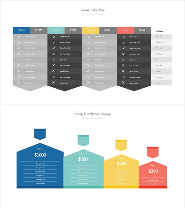 详细价格报价表格PPT模板