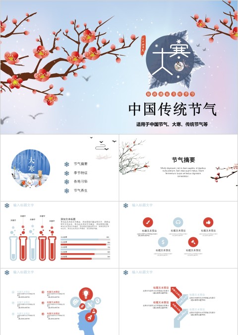 白色简约中国传统节气大寒传统节气PPT