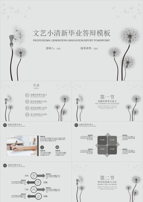 文艺小清新毕业答辩模板