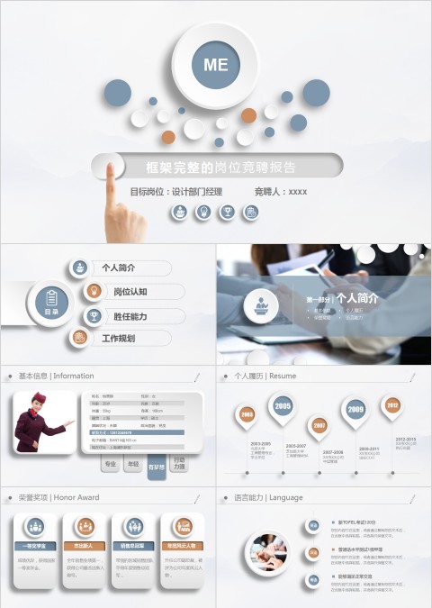 灰色框架完整岗位竞聘报告PPT