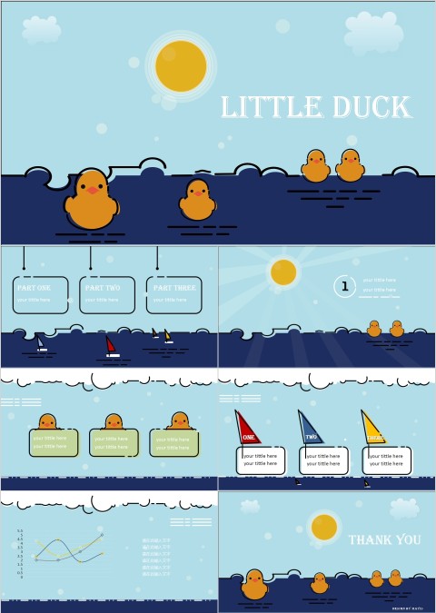 MBE风格可爱小黄鸭PPT模板