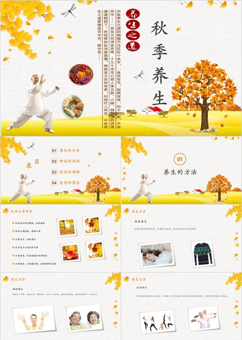 简约清新秋季养生之道ppt