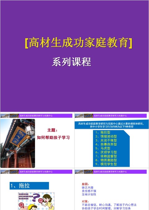 成功家庭教育课程中小学生九种学习行为和态度表现