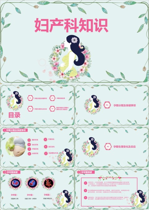 卡通母婴妇产科知识ppt模板