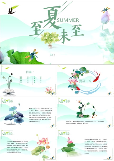 清新简约夏至末至工作总结PPT