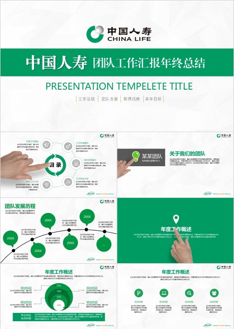 绿色人寿保险公司年终总结ppt模板