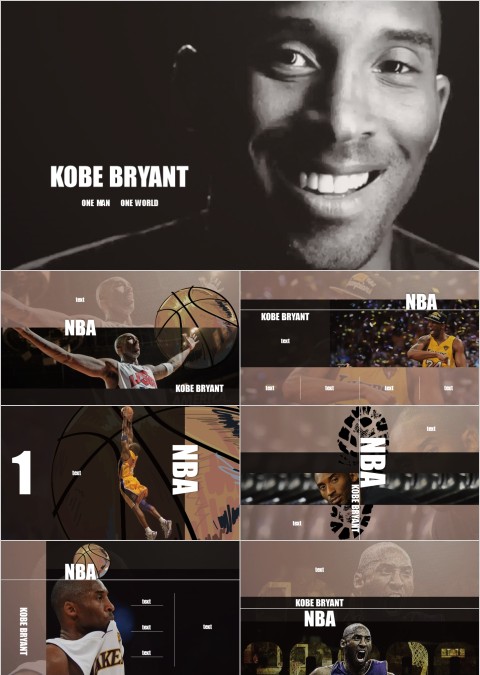 黑色篮球ppt体育运动社团竞技比赛事NBA课件静动态PPT模板