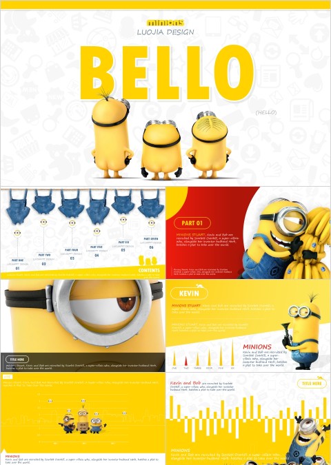 《Bello》小黄人PPT模板