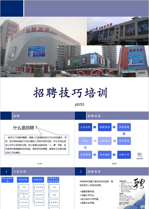 蓝色大气简约清新招聘技巧培训ppt