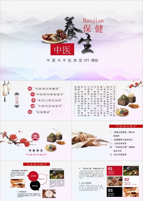 中国风中医保健四季养生ppt模板