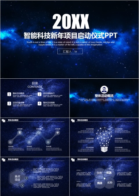 蓝色智能科技新年项目启动仪式PPT模板