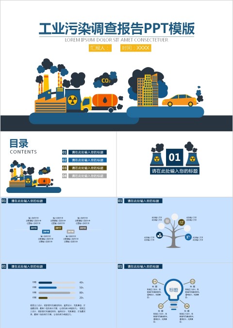 工业污染调查报告PPT模版