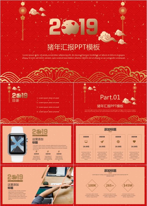 红色大气202X猪年工作总结