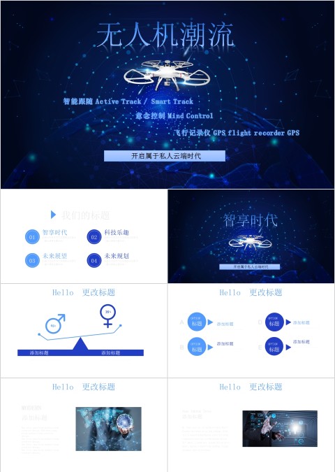 科技风无人机潮流商业计划书PPT模板