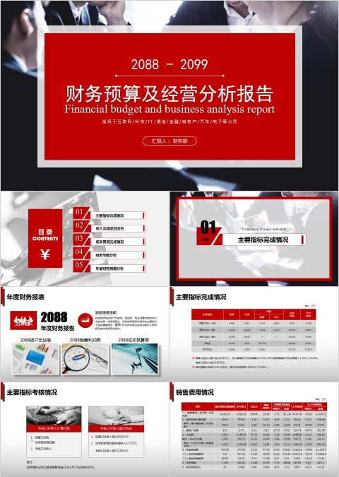企业年度季度总结报告工作汇报财务报表分析报告ppt