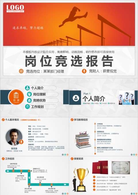 竞聘报告竞岗演讲干部竞聘挑战自我PPT