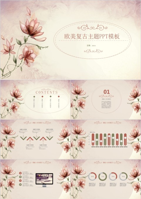欧美复古主题PPT模板