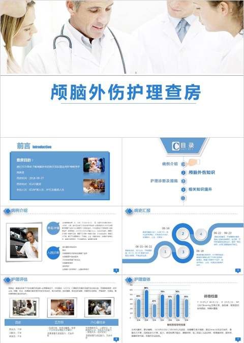 医生背景颅脑外伤护理查房PPT