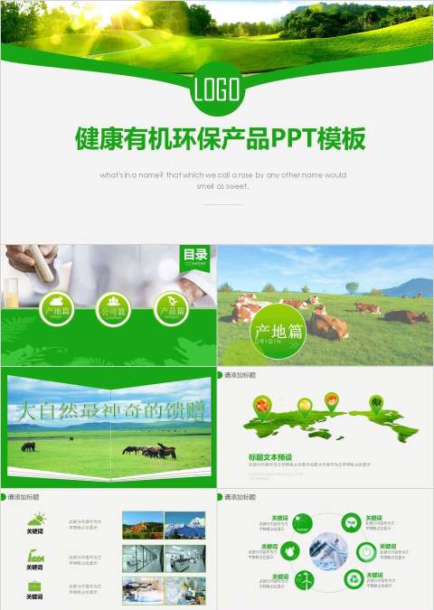 健康有机环保产品PPT模板环保PPT模板