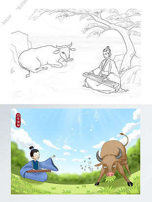 自制绘本寓言故事插画线稿