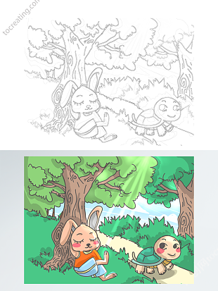 自制绘本寓言故事插画线稿