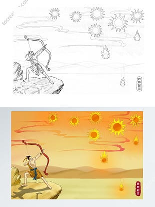 自制绘本寓言故事插画线稿