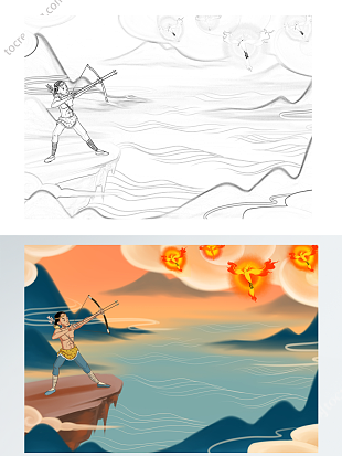 自制绘本寓言故事插画线稿