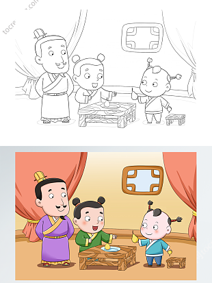 自制绘本寓言故事插画线稿