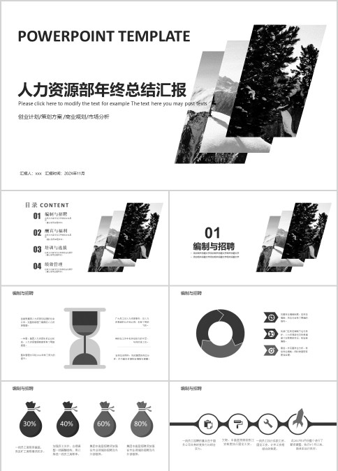 人力资源部年终总结汇报人事述职PPT