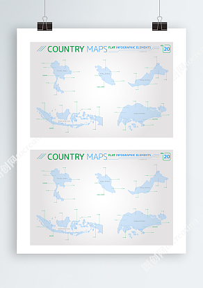 水蓝色Ai矢量新加玻可编辑地图