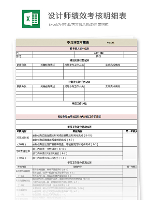 清晰易懂设计师绩效考核明细表
