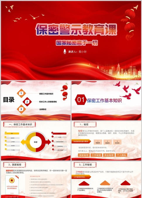 保密警示教育课保密知识培训ppt模板