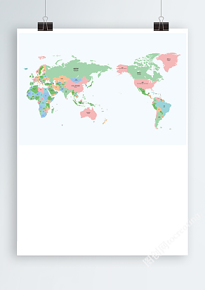 彩色矢量世界地图有字版高清AI、CDR
