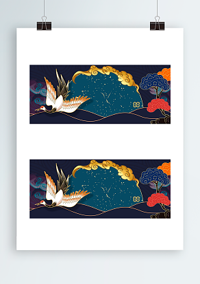 翱翔展翅丹顶鹤背景图