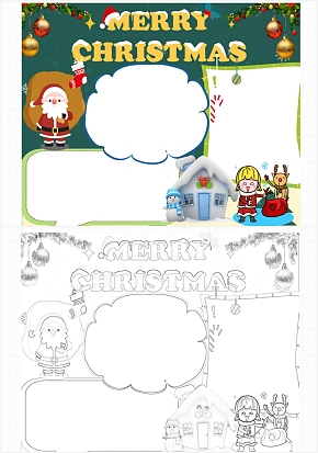 圣诞节快乐英文通用手抄报word模板