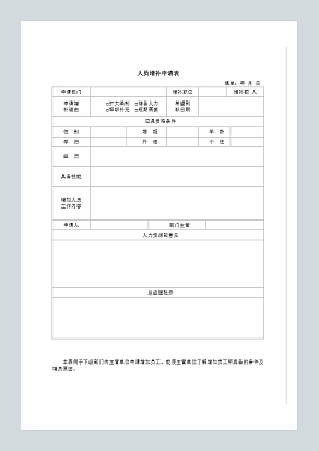 人员增补申请表