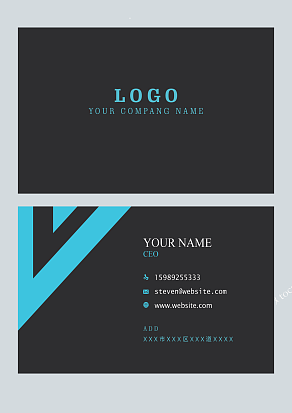 蓝黑色高端大气名片设计