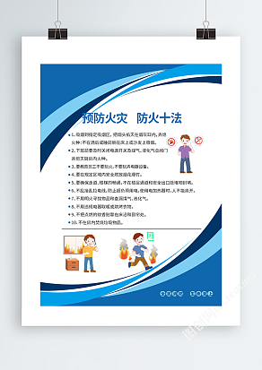 预防火灾防火十法海报