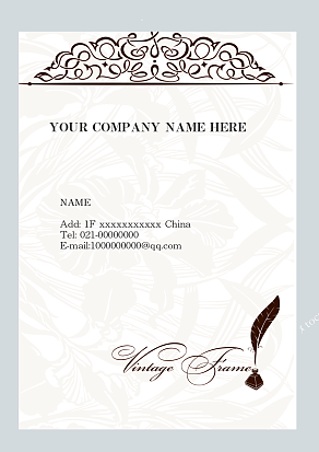白色花纹名片设计