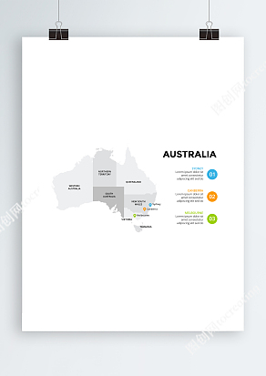 澳大利亚psd矢量地图